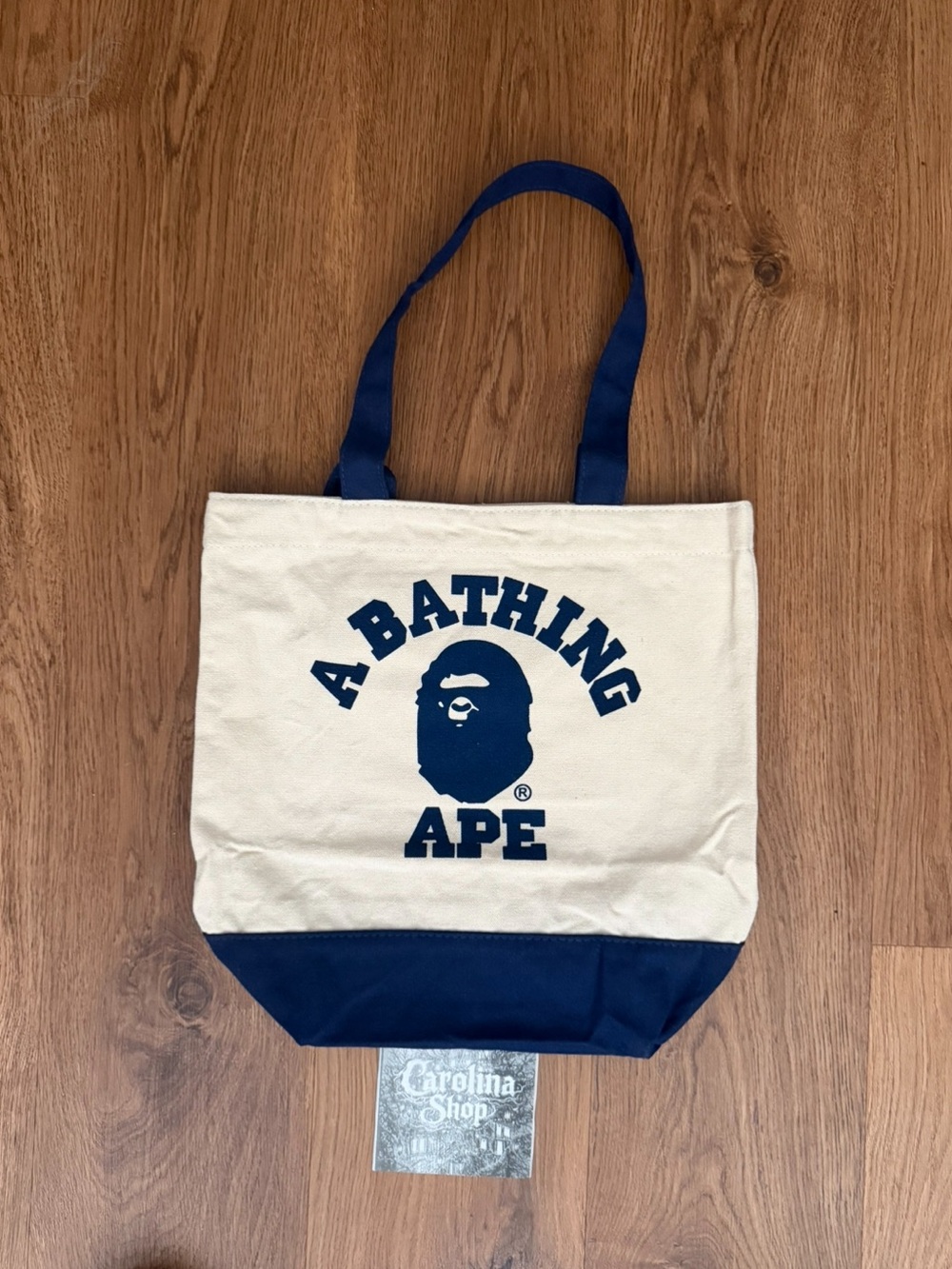 A Bathing Ape Canvas Tote Bag in Cream and Blue
